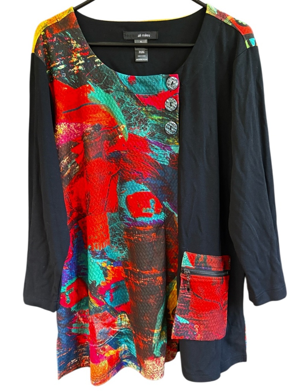 EUC Ali Miles Abstract Textured Artsy Top Size XL